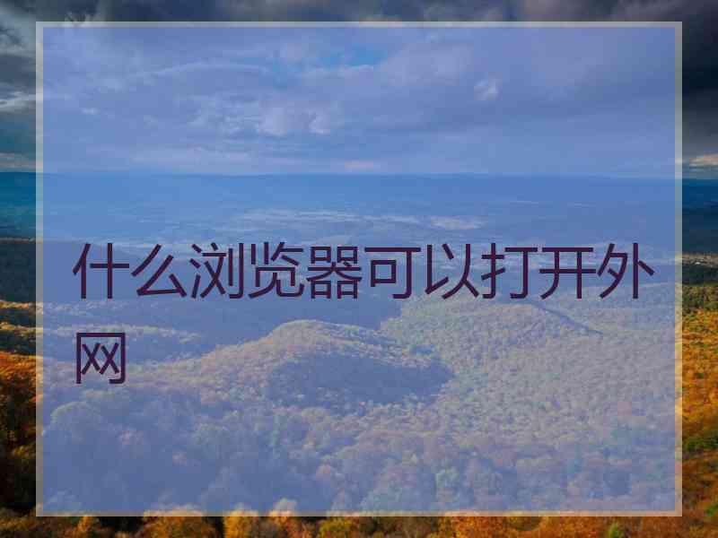 什么浏览器可以打开外网