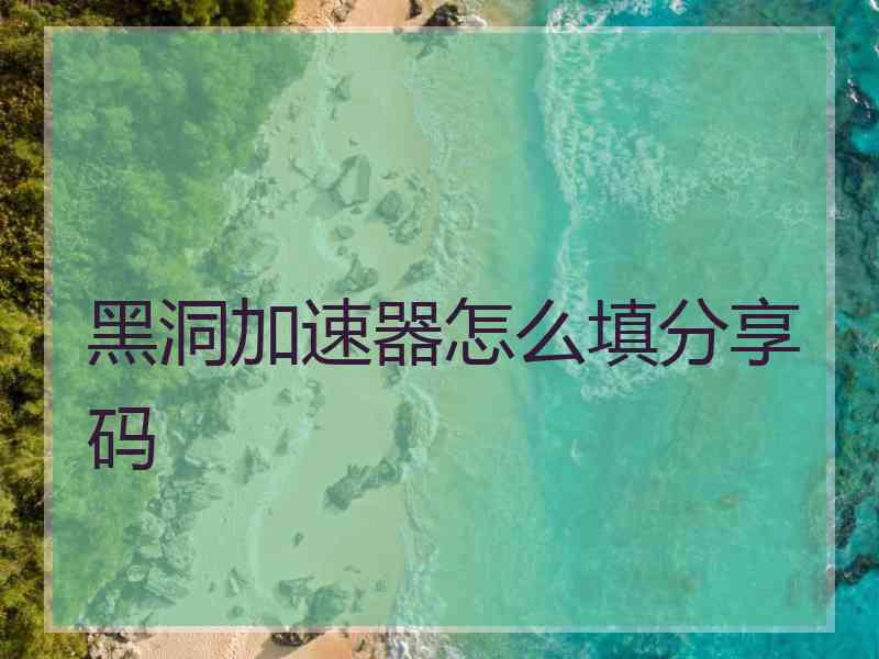 黑洞加速器怎么填分享码